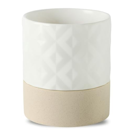 Nihow Ceramic Self Watering Plant Pot for Indoor Plants, 6 Inch,Cream White - color: Matte White & Brown Star, size: 6" Self Watering