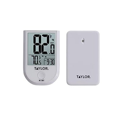 Taylor in/Out Wireless Thermometer with Remote Sensor and Clock