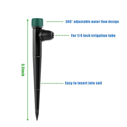 50PC Anti-Drop Drip Irrigation Emitters for 1/4" Drip Tubing - style: 50pcs-360 Degree Drip