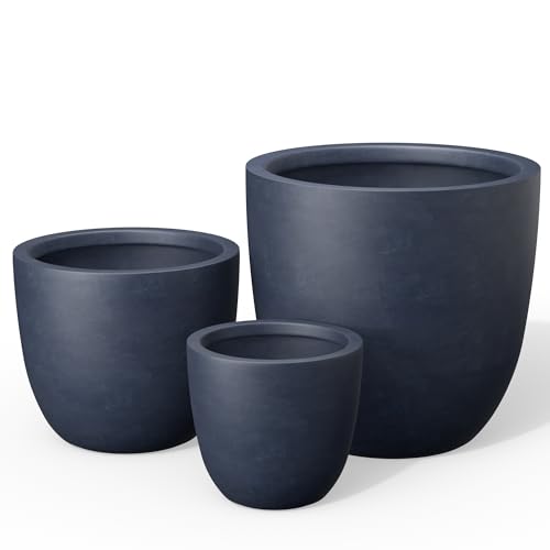 Kante 3-Pack 18" 14" 10" W Round Charcoal Concrete Planters - color: Charcoal, size: Set of 3: 10/14/18-Inch Dia