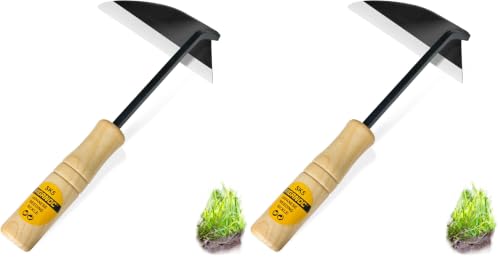 Japanese Wide Blade Garden Tool - Premium Quality Hand Hoes/Weeding Sickle is Very Sharp for Quick Work (Pack of 2) - size: Short Handle (Pack of 2)
