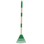 Kids Leaf Rake - 3-Section Adjustable Handle, Lightweight, Wood & Plastic, Small Garden Tool for Children (Green) - color: Green