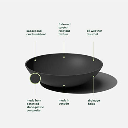 Veradek Mason Series Lane Bowl - Large Outdoor Bowl Planter - color: Black, size: 6"H x 24"DIA