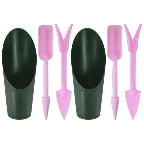 M METERXITY 1-Set Succulent Tools, Plastic 2-in-1 Mini Garden Shovel Hand Succulent Transplanting Tools Garden Shovel Transplant Trowel for Planting/Digging/Aerating [Deep Green,Purple] - color: Deep Green,Purple