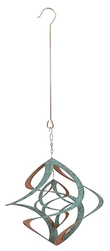 Red Carpet Studios Deluxe Double Helix Cosmix Wind Spinner, 14-Inch, Patina and Copper - color: Deluxe With Hanger Patina & Copper Finish
