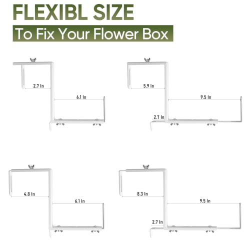 Window Box Bracket,Adjustable Planter Box Brackets,White,6Pack - color: White, size: 6PCS