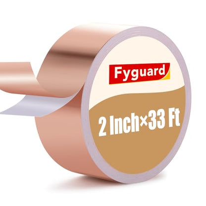 Copper Foil Tape 2 Inch x 33 Ft, Conductive Adhesive, 1 Roll
