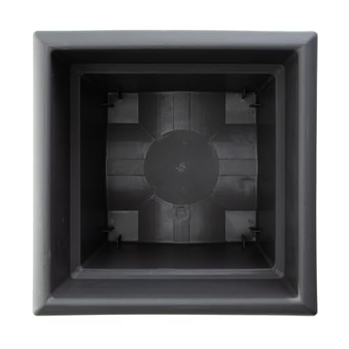 Bloem Veranda 14" Plastic Square Planter Box, Charcoal, 2-Pack - color: Charcoal, size: 14" (Pack of 2)