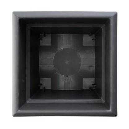 Bloem Veranda 14" Plastic Square Planter Box, Charcoal, 2-Pack - color: Charcoal, size: 14" (Pack of 2)