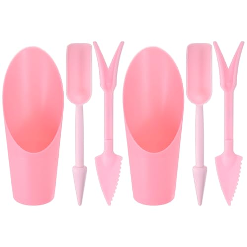 M METERXITY 1-Set Succulent Tools, Plastic 2-in-1 Mini Garden Shovel Hand Succulent Transplanting Tools Garden Shovel Transplant Trowel for Planting/Digging/Aerating/Sowing [Pink] - color: Pink