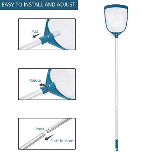 5 Foot Ultra Fine Mesh Pool Spa Leaf Skimmer Rake Net with Adjustable Pole - size: Pool Skimmer with Pole