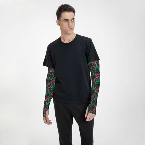 Marijuana Arm Sleeves Cannabis Weed Gardening Sleeves for Women Men - color: Marijuana 068