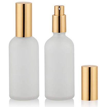 Hydior Glass Spray Bottle with Gold Sprayer, 3.4oz, 2 Pack - color: Gold Frosted