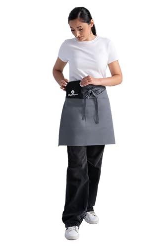 Chef Works Unisex Half Bistro Server Apron - color: Gray, 1 Pack
