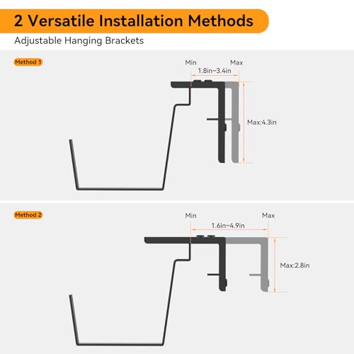 CADUKE 4 Pack Railing Planters, 16.9" Hanging Window Planters, Fence Flower Pots with Drainage Holes and Trays, Gray - color: Gray