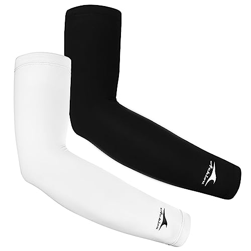 Achiou Volleyball Arm Sleeves for Women, Cooling Ice Silk Sun Sleeves Youth - color: 2 Pairs: 1 Pair Black, 1 Pair White