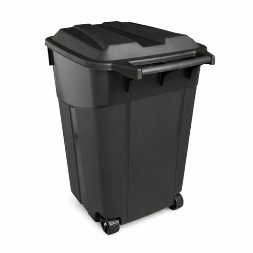 45 Gallon Heavy Duty Trash Can with Wheels and Lid, Outdoor Garbage Can Rolling Waste Bin, Large Plastic Trash Container for Backyard, Garage, Patio, Indoor & Outdoor Use