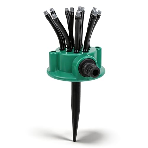 360 Degree Rotating Garden Sprinkler, 12 Head Flexible Noodle Sprinklers for Lawn Yard Garden Bed Agricultural Irrigation, Heavy Duty Automatic Water Sprinkler with Ground Spike