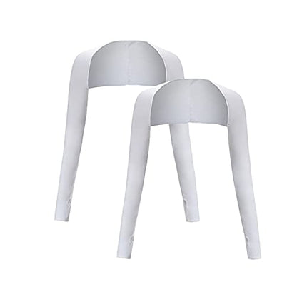 Cool Shawl Arm Covers 2-Pack Sun Protection with Finger Holes UV Protection Arm Covers for Golf - color: White