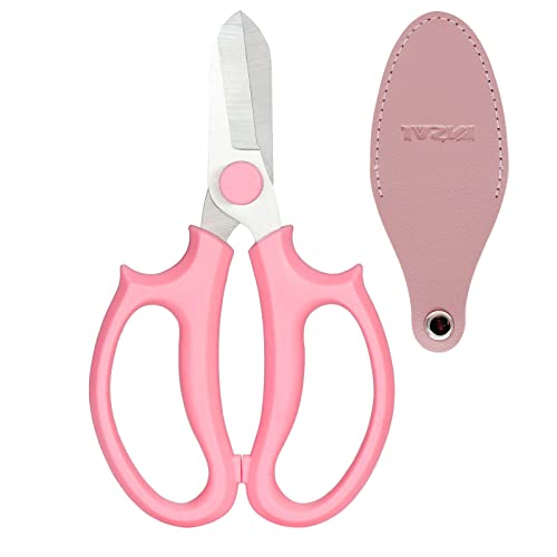 Garden Pruning Shears Scissors with Comfort Grip Handle, Premium Steel Professional Floral Scissors, Perfect for Arranging Flowers, Pruning, Trimming Plants, Gardening Tool (Pink) - color: Pink