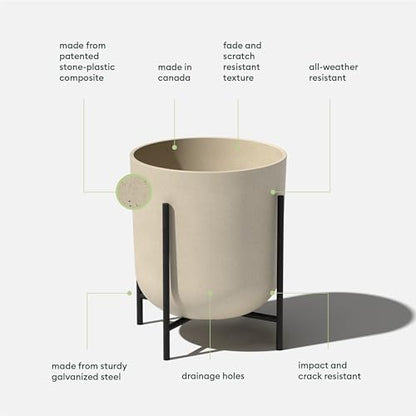 Veradek Mason Series Raised Lima Planter - Round Planter with Stand - color: Sand, size: 15 inch