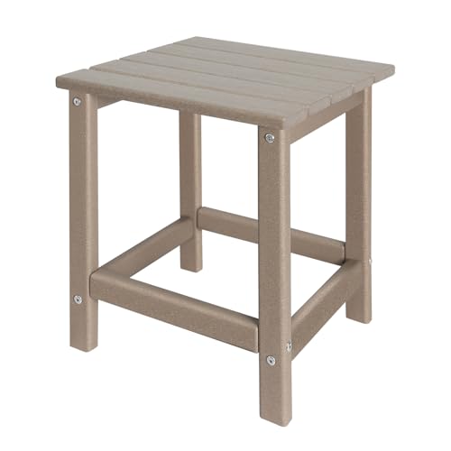 GARDENSTAR Outdoor Side Tables Adirondack, HDPE Small Table for Patio,Outside End Table for Porch, Deck, Pool, Weather Resistant/Easy Maintenance - color: Teak, size: b:Square 1-Tier