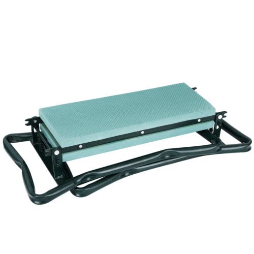 Garden Bench Foldable Stool Padded seat Cushion and Tool Bag