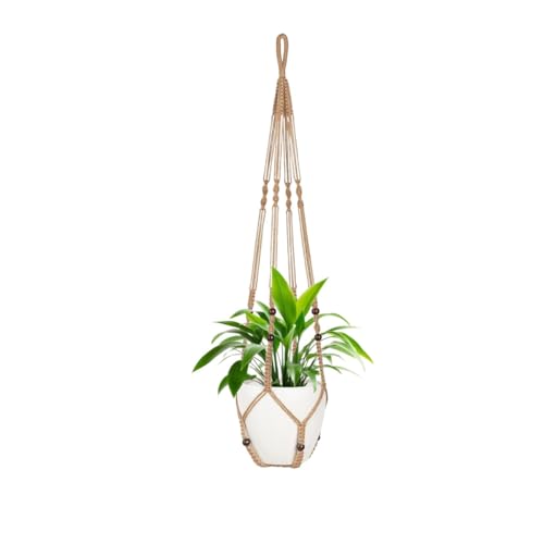 1 Pack Macrame Plant Hanger,Hanging Plant Holder, Boho Home Decor Hanging Basket with Wood Beads,Hanging Planters for Indoor Plants,Plant Hanger Indoor 43" Brown (POTS NOT Included) - color: Brown
