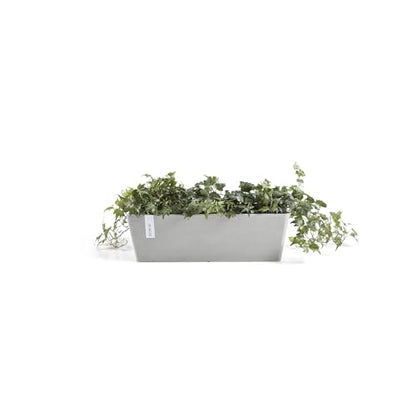 Ecopots Bruges Rectangular Flower Planter, White Grey, 17.75" - color: White Grey, size: 17.75"