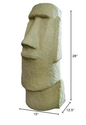 EMSCO Group Easter Island Head Statue – Natural Sandstone Appearance – Made of Resin – Lightweight – 28” Height - color: Sandstone, style: Easter Island