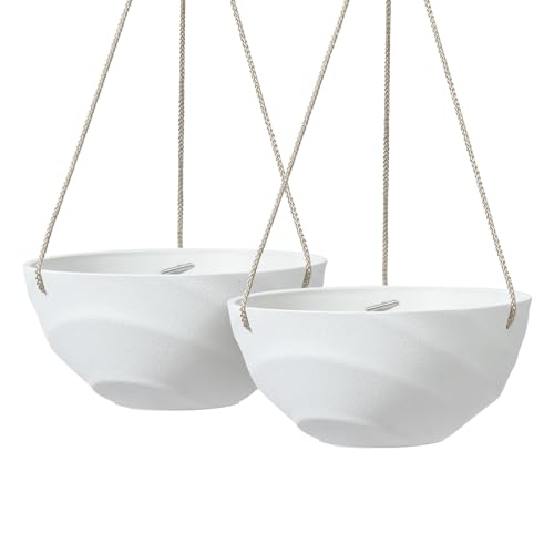 La Jolie Maison Self-Watering Indoor Hanging Planters, Set of 2,10 Inch - color: Eggshell White