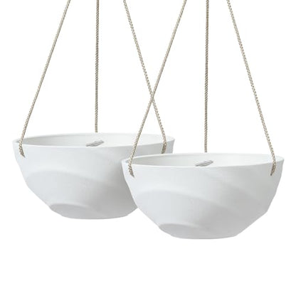 La Jolie Maison Self-Watering Indoor Hanging Planters, Set of 2,10 Inch - color: Eggshell White