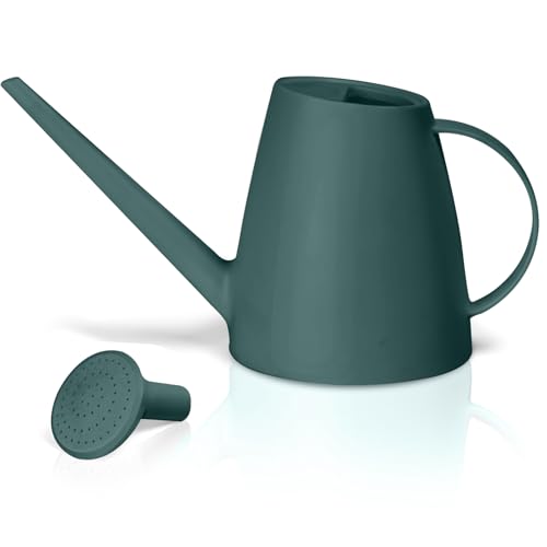 Plastic Watering Can - for Indoor and Outdoor House Plant Garden - with Long Spout - 1/2 Gallon - Blackish Green - color: Blackish Green