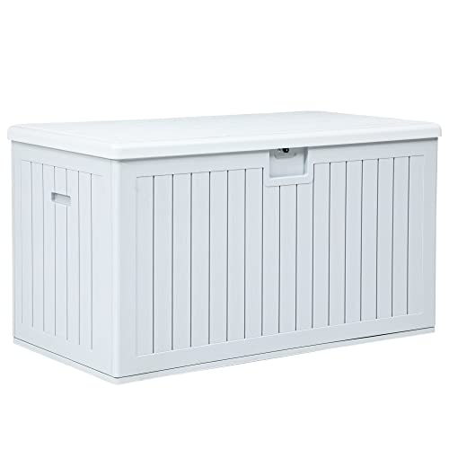 YITAHOME XL 180 Gallon Large Deck Box - color: White, size: 180 Gallon