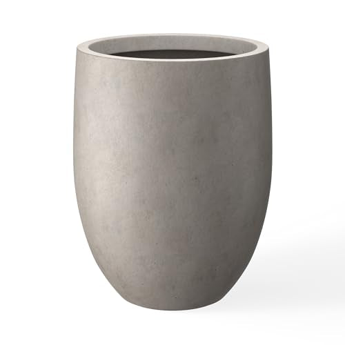 Kante Modern Home Minimalist 21.7" Tall Weathered Concrete Bullet Planter - color: Buff Concrete