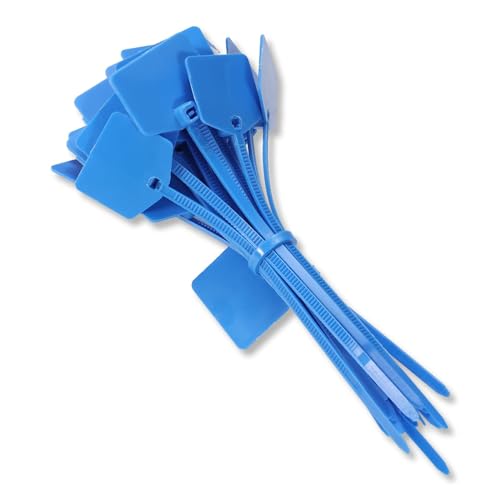 4 in Marker Nylon Cable Ties, Plastic Water Proof Tags, Self-Locking Written-on Cable Marker, Security Seals Label for Cabling, Wire Marking Label, Shipping Hanging Tags - Blue/ 100pcs - color: Blue, size: Small