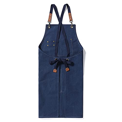 Kitchen Chef Aprons for Women and Men with 3 Pockets for Cooking BBQ Bib Work - color: Blue