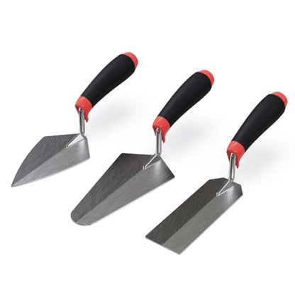 Mister Rui 3-Pack Trowels, Stainless Blades, Masonry Tool, Comfort Handle
