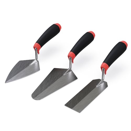 Mister Rui 3-Pack Trowels, Stainless Blades, Masonry Tool, Comfort Handle