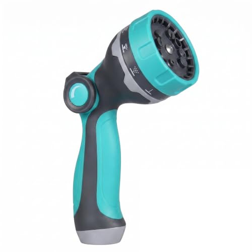 Garden Hose Nozzle, Thumb Control Water Hose Nozzle with 10 Spray Patterns, Slip Resistant High Pressure Sprayer Nozzle for Plants & Lawns Watering, Car Wash and Pet Shower, Friend for Older-Green - color: Green