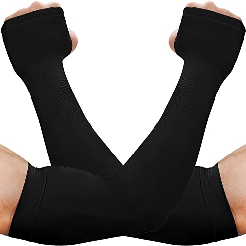 beister Arm Sleeves with Thumb Holes, UV Protection for Women & Men - color: 1 Pairs (Black)