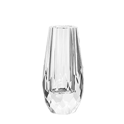 Kitcom Small Flower/Bud Crystal Vase Decorative Vases for Home or Wedding, Outline Dimensions W2.4''xH4.7'', Clear with Gift Box - size: Small