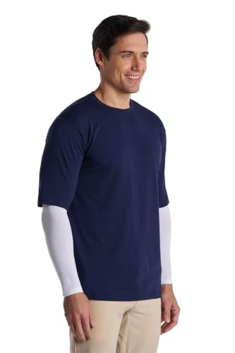 Coolibar Men's Sun Arm Sleeves - UPF 50+ Sun Protection - Navagio - color: White, size: Small-Medium
