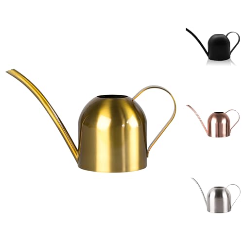 Small Watering Can for Indoor Plants, 15oz/450ml Stainless Steel Long Spout Watering Can for Succulents, Herbs (Gold) - color: Gold