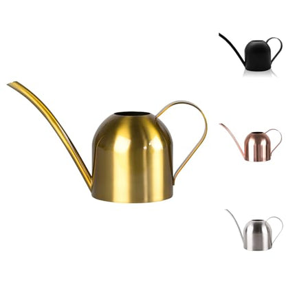 Small Watering Can for Indoor Plants, 15oz/450ml Stainless Steel Long Spout Watering Can for Succulents, Herbs (Gold) - color: Gold