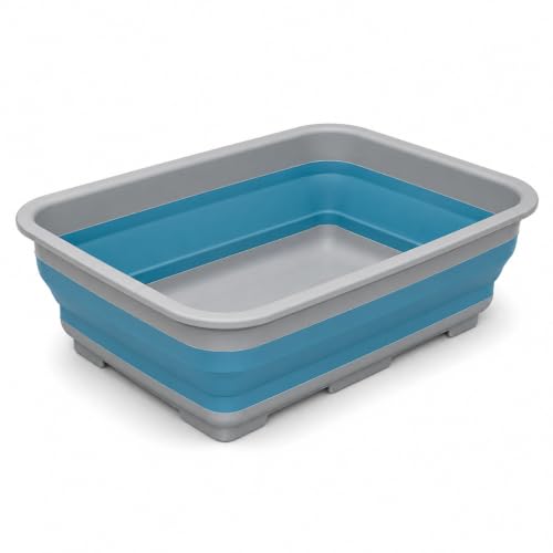 Goderewild Collapsible Dish Pan, 10L (2.6 Gal) Foldable Sink Tub, Blue - color: Blue