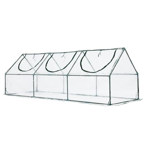 Aoodor 9 x 3 x 3 ft Mini Greenhouse - color: Transparent, size: 9 x 3 x 3 ft