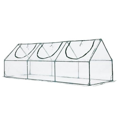 Aoodor 9 x 3 x 3 ft Mini Greenhouse - color: Transparent, size: 9 x 3 x 3 ft