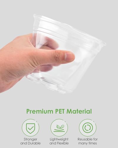 PACETAP 60Pack 3.5 Inch Reinforced Clear Nursery Pots with Drainage Holes, Variety Pack Plastic Plant Pots with 20 Plant Labels for Indoor Outdoor Flower Seed Starter - size: 3.5in-60pcs