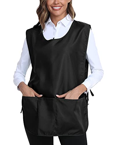 Xeoxarel Unisex Cobbler Apron with 3 Deep Pockets, Smock Vest Apron - color: 1 Pack - Black